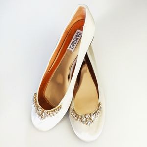 NEW BADGLEY MISCHKA WENDY Embellished Ballet Flats Shoes in Ivory 7.5 BHLDN